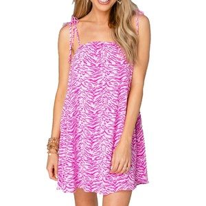 NWT Buddy Love Women's Rizzo Tie Shoulder Swing Mini Dress - Pop Rock